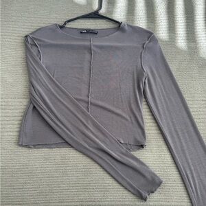 Zara Elegant Gray Long Sleeve Tee